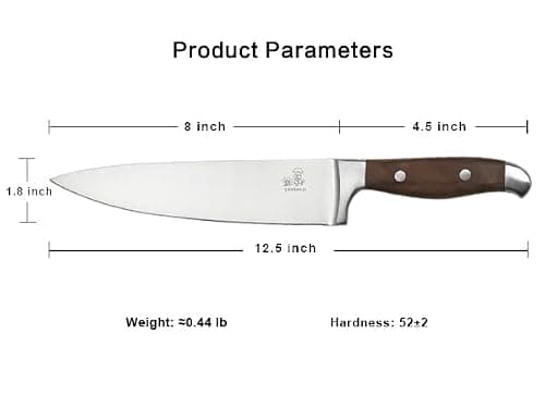 CHUSHIJI Chef Knife 8 Inch, Japanese Professional Chef knife High Carbon Stainless Steel, Razor Sharp Chefs Kitchen Knife, Vegetable Chopping Knife for Cooking With Full-tang Handle, Walnut - Thumbnail 2
