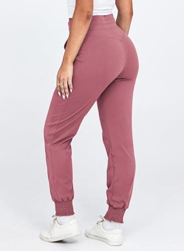 Dokotoo Womens Joggers Elasticity Workout Pant High Waisted Drawstring Dress Lounge Sweatpants Casual Athletic Spring Summer Outfits Trendy Women Pant with Side Pocket Fashion 2025 Pink Medium - Thumbnail 5