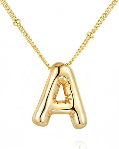 Chunyee Bubble Letter Necklace - 18k Gold Initial Necklaces for Women, Dainty Letter Necklace With Gift Package - Ideal Jewelry Gift - Image 1