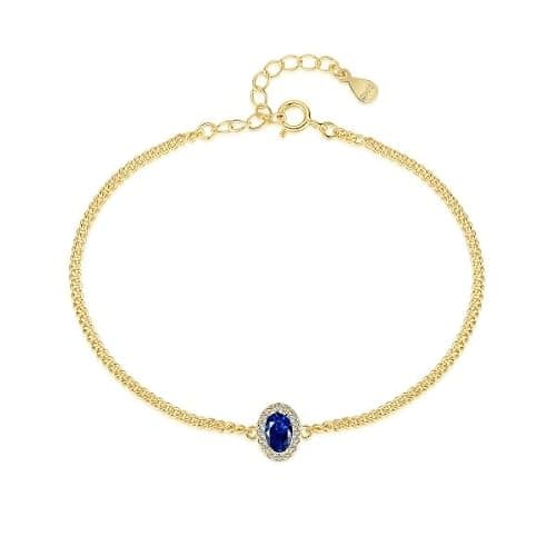 IZZBAT 14K Gold Halo Oval Birthstone Bracelets for Women Yellow Gold Cuban Chain Bracelets for Her Birthday Gifts for Mom Girlfriend - December Birthstone - Image 1