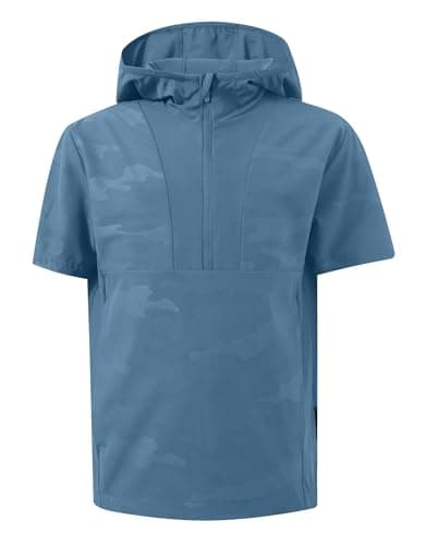 M MAELREG Boys Short Sleeve Sweatshirt with Hood Quick Dry Lightweight Camo Youth Golf Hoodie - Image 1