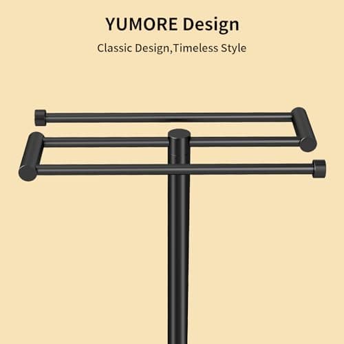 YUMORE Freestanding Towel Rack Floor Tall Bath Towel Holder, Big Modern Towel Drying Holder Stand - Thumbnail 4