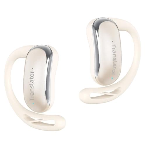 Xupurtlk F56 AI Translation Earbuds Real Time - 144 Languages Translator Earbuds with 5 Translate Modes, Audifonos Traductores Inglés Español for Travel/Business, Translator - Beige & Offline