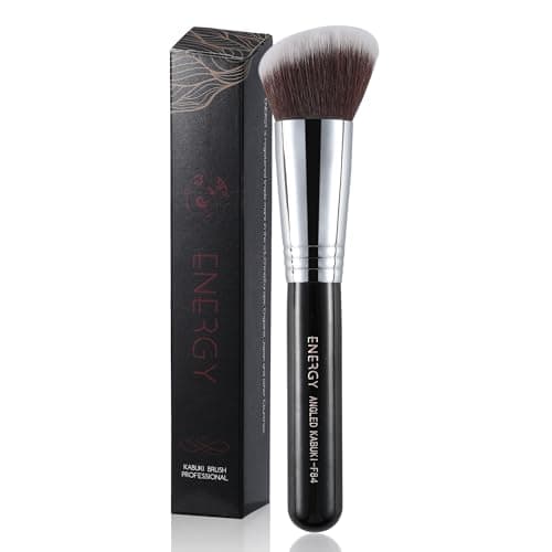 Angled Kabuki Foundation Brush - Dense Synthetic Makeup Brush for Liquid,Cream & Powder,Professional Face Sculpting & Blending Tool, All-in-One Contour,Bronzer & Blush Makeup Tool,Vegan Beauty Gift - Image 1