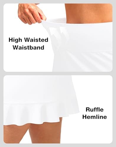 Soothfeel Women's Swim Skirt with Pocket High Waisted Ruffle Tummy Control Tankini Swimsuit Bathing Suit Bottoms (White,XL) - Thumbnail 5
