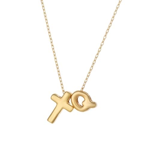 A ALARTAN Cross Initial Necklace for Women 14K Gold Plated A-Z Bubble Letter Necklace Dainty Tiny Cross Necklace Personalized Name Initial Necklace for Women Jewelry Gift(Initial Q