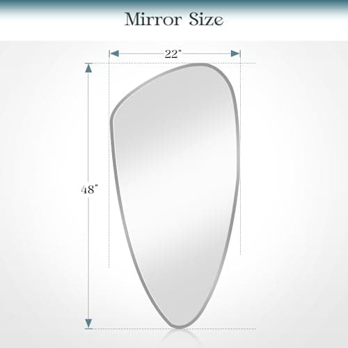 Mestikits 48"x22" Irregular Frameless Oval Wavy Bathroom Entryway Wall Mirror, Asymmetrical 0.59" inch Beveled Mirror with 4MM HD Shatter-Proof Mirror for Living Room. Hung Horizontally or Vertically - Thumbnail 4