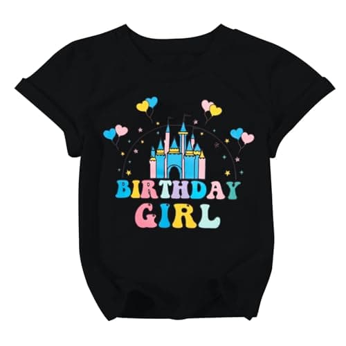 UNIQUEONE Birthday Girl Shirt 2nd 3rd 4th 5th 6th 7th 8th 11th Girls Birthday Party T-Shirt Birthday Outfit for Youth Girls Black - Image 1