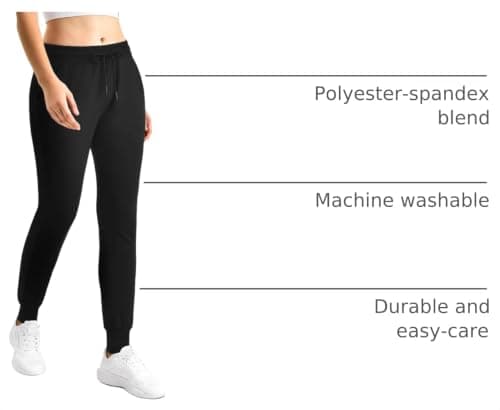 CADITEX Womens Joggers with Pockets,Stretch Active Drawstring Sweatpants Women for Travel Workout Running Black XL - Thumbnail 4
