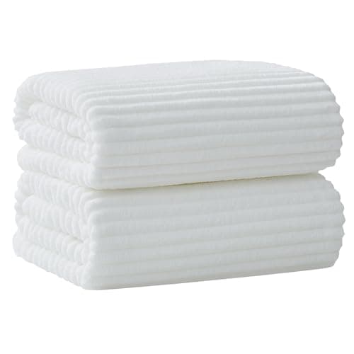 NALIVO Oversized Bath Sheets 40x80 Inches Extra Large Bath Towels for Adults Super Soft Quick Dry Highly Absobent Microfiber Shower Towels for Bathroom, Pool, Gym, Yoga Towel(White, 2Piece)