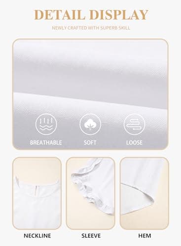 Eytino Women Plus Size Tops Dressy Casual 3/4 Length Sleeve Blouses Crewneck Ruffle Sleeve Shirts Summer Outfits Business Work Tops,3X White - Thumbnail 5