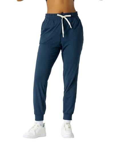 Leapstride Women's Moisture Wicking Jogger Pants for Fitness, Drawstring Waist, Side Pockets, Soft Breathable for Running, Casual Sports Navy Heather - Image 1