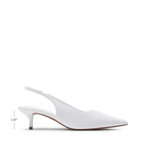 DREAM PAIRS Women's Kitten Heels Slingback Low Closed Toe Comfortable Pumps Pointed Toe Wedding Party Elegant Dress Shoes,Size 7.5,White,SDPU25093W - Thumbnail 3