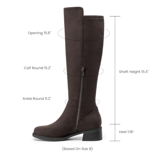 Athlefit Womens Knee High Boots Chunky Block Low Heel Square Toe Suede Riding Tall Boots Fall Long Chocolate Brown Booties for Walking 8.5 - Thumbnail 4