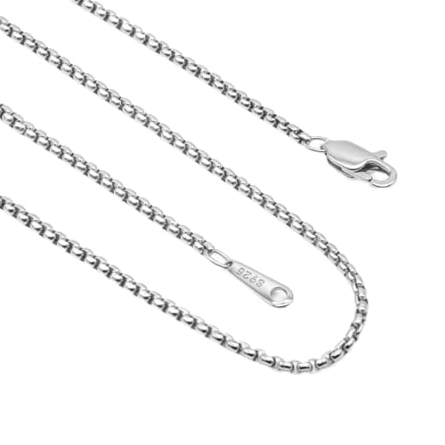 GDJQQTTQ 925 Sterling Silver Chain for Men, 2mm Chains for Mens & Fashionable Mens Chain Necklaces, Comfortable Square Rolo Chain Necklaces for Men 22 Inches - Image 1