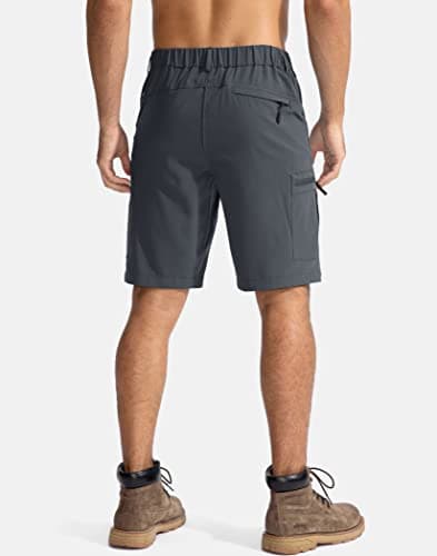 Pudolla Men's Hiking Cargo Shorts 9" Lightweight Outdoor Work Shorts for Men Travel Golf Camping Casual with 5 Zipper Pockets(Deep Grey Large) - Thumbnail 3