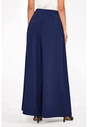 KIRUNDO Palazzo Pants for Women Dressy 2026 Spring Slacks Wide Leg High Waisted Business Casual Work Trousers with Pockets(Navy, X-Large) - Thumbnail 2