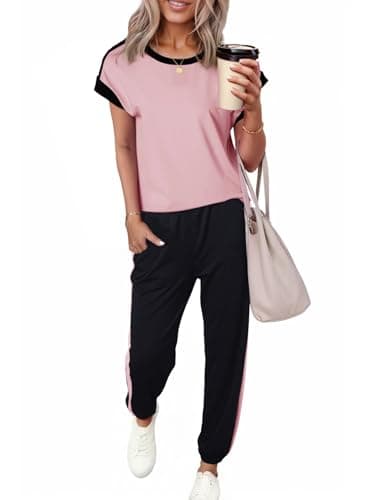 Dokotoo Lounge Sets for Women Two Piece Outfits Sweatsuit Colorblock Comfy Loungewear Jogger Shirt Spring Clothes Sweatpants Tracksuit Travel Clothing 2026 - Image 1