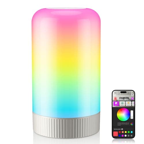 RGBICWW Smart Table Lamp, Touch Bedside Lamp with App Control, LED Desk Lamp with Music Sync, 30+ Scenes & 16M Colors, Color Changing Lamp for Bedroom Living Room Gaming Dimmable Night Light, Silver - Image 1