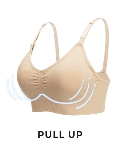 Stelle Nursing Bras Maternity Bra for Breastfeeding Pregnancy Wireless Bralette with Pads, Extenders（Beige,L） - Thumbnail 4