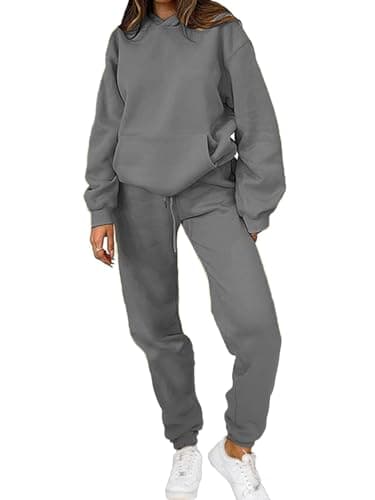 PAODIKUAI Women 2 Piece Outfits Hoodie Sweatsuits Set Sweatpants Long Sleeve Sweatshirt Matching Joggers Tracksuit Sets(dark gray,2XL) - Image 1