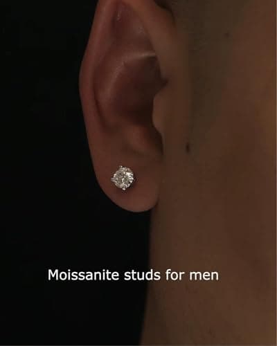 BLINGDIARY Moissanite Stud Earrings, 925 Sterling Silver 18K White Gold Plating Studs for Women Men, Wedding Jewelry Engagement Earrings (Four Prongs, 1cts/pair(5mm each stone)) - Thumbnail 5