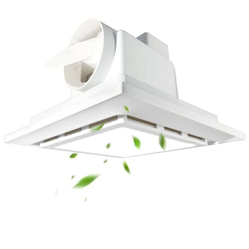 Yue Feng Bathroom Exhaust Fan with Light,1.0 Sones Bathroom Vent Fan with 12W LED Light,120 CFM,9.8x9.8 Mount,4 Inch Duct Quiet Square Fan for Home,Bath Restroom,Hotel,Office - Image 1
