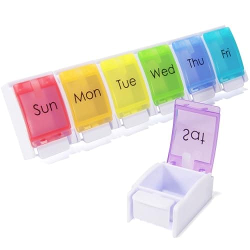 7 Day Pill Organizer, Removable Daily Cases with Rainbow Lids & Permanent Day Printing – No Stickers, Large Capacity Travel Medicine Holder for Pills, Vitamins & Fish Oil, Easy One-Handed Open (1/Day) - Image 1