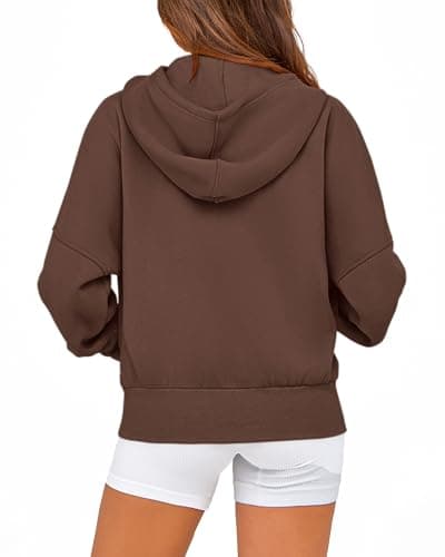 BTFBM Hoodies For Women Spring Clothing 2026 Long Sleeve Zip Up Fleece Fashion Sweatshirts Jacket Y2K Hoodie Fall Fashion(Dark Coffee, Medium) - Thumbnail 4