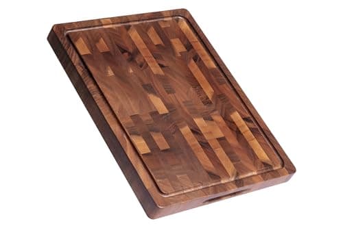 THETCHRY Walnut Wood Cutting Boards for Kitchen, End Grain Chopping Board Double Sided, Large Cutting Board with Handle, Charcuterie Butcher Block for Meal Prep & Serving with Gift Box, 17"×13"×1" - Image 1