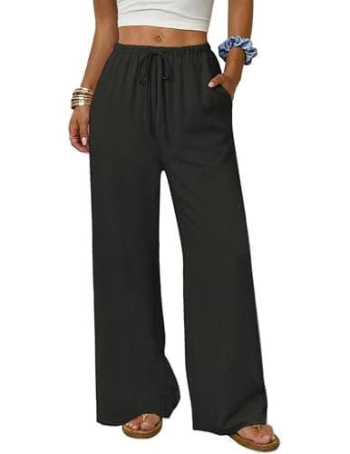 LOOKBOHO Women's Wide Leg Pants 2026 High Waist Loose Casual Trousers Business Work Casual Pants with Pockets Black M - Image 1