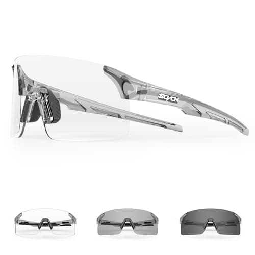 SCVCN Photochromic Cycling Glasses Frameless Sports sunglasses for Men Women - Ideal For Baseball, Bike, Golf, Running