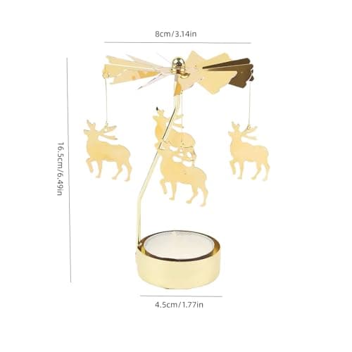 4EVERHOPE Rotating Candle Holder, Gold Spining Metal Tealight Candle Holder for Birthday, Christmas, Valentine's Day, Party Table Decor, Wedding (Elk) - Thumbnail 5