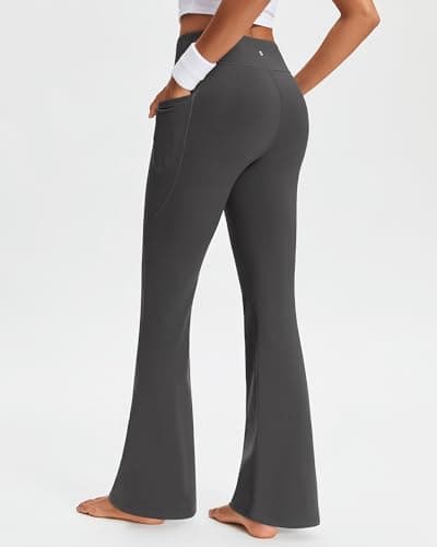 Stelle 31" Fleece Lined Leggings for Women Thermal Bootcut Yoga Pants High-Waisted Winter Leggings with Pockets(Charcoal, L) - Thumbnail 2