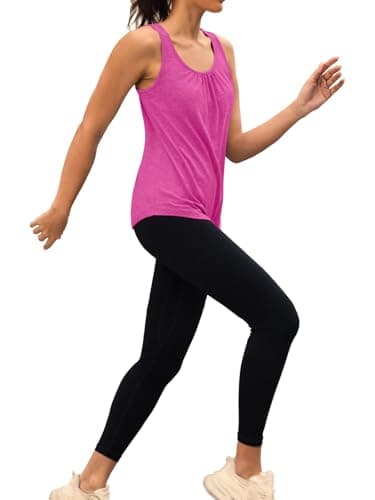 3rd hill Workout Tank Tops for Women Racerback Sleeveless Yoga Top Loose Fit Gym Shirt Running Athletic Tanks Rose Red L - Thumbnail 5