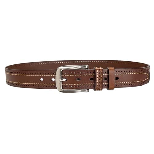 Rollslatte Full Grain Leather Men’s Belt Business, 1.5" Vintage Western Cowboy Belt with Silver Buckle, Khaki Genuine One-Piece Leather Belts for Jeans and Casual Size 38 - Thumbnail 3