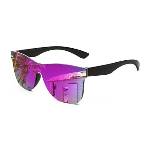 FEISEDY Trendy Rimless Mirrored One Piece Lens Sunglasses Reflective Sun Glasses B4114 - Image 1