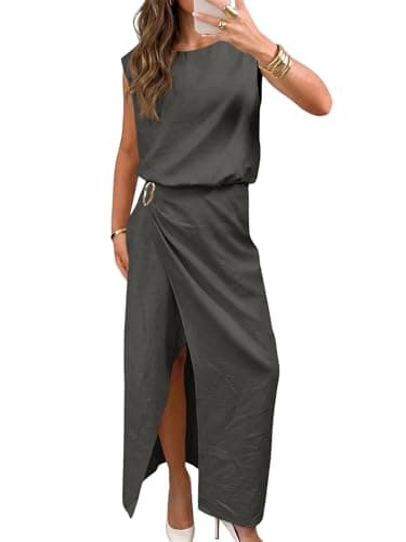 Wenrine Womens 2 Piece Skirt Sets Summer Crop Tank Tops Split Maxi Skirts Casual Beach Vacation Outfits Matching Set - Image 1