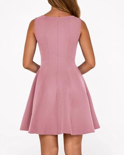 BTFBM Summer Dresses for Women 2026 Elegant Classy Formal A Line Sleeveless Party Cocktail Mini Dress Fashion Clothing(Pink, Large) - Thumbnail 2