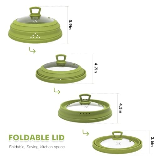 Microwave Splatter Cover Vented Glass Splatter Guard Lid with Collapsible Silicone for Food as Pot Covers Plate 10.8 inch for 6 7 8 9 10 inch Plate Bowl - Thumbnail 4