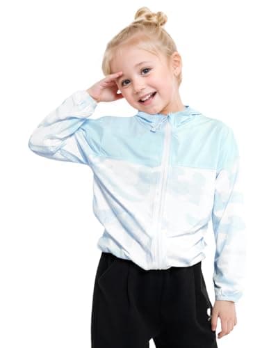 JiAmy Girl's Athletic Hoodie Zip Up Sun Protection Jacket Cooling Camo Shirt for Active Running Outdoor - Thumbnail 2