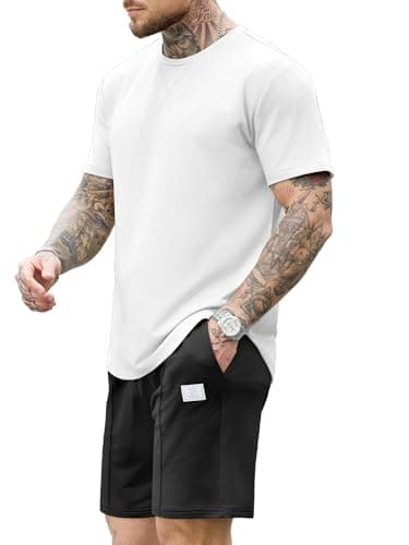 JEMLDL Men's 2 Piece Casual Loungewear Set Short Sleeve Shirt & Shorts Summer Outfits Soft Track Suit for Home Vacation Beach White 3XL - Thumbnail 3