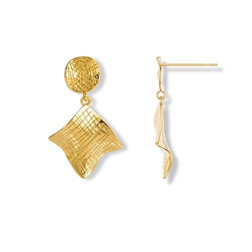 Freekiss Irregular Chunky Gold Stud Earrings for Women,14K Gold Plated Lightweight Geometric Hammered Drop Dangle Earrings for Women, Trendy Bold Geometric Jewelry Gift