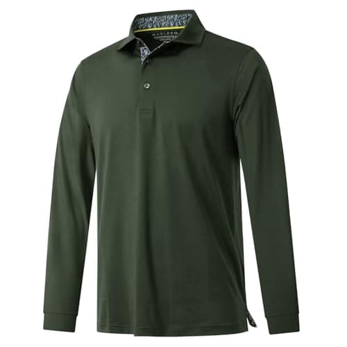 M MAELREG Long Sleeve Golf Shirt Men Performance Tennis Athletic Golf Polo Long Sleeve Shirts for Men Olive Green - Image 1