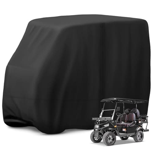 Jungda Golf Cart Cover,Waterproof Universal 4 Passenger Golf Cart Covers,Golf Cart Accessories for Outdoor Storage Protective - 123" L x 56" W x 81" H - Image 1