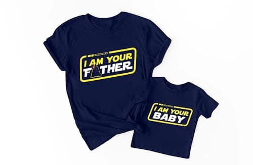 Dad and Son Matching Shirts I Am Your Father Shirt Family Matching Outfits Family Vacation Casual Short Sleeve Top Navy Blue - Image 1