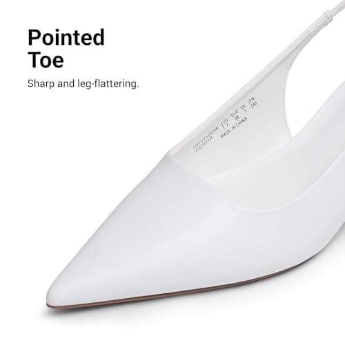 DREAM PAIRS Women's Kitten Heels Slingback Low Closed Toe Comfortable Pumps Pointed Toe Wedding Party Elegant Dress Shoes,Size 7.5,White,SDPU25093W - Thumbnail 5