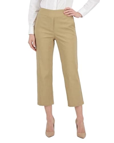 Stelle Women's Pull On Capri Pants with Pockets Business Work Casual Pants Dune Medium - Thumbnail 4