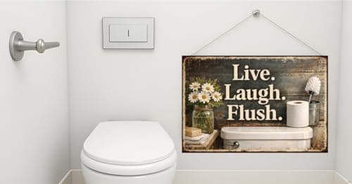 Live Laugh Flush Metal Tin Sign Funny Bathroom Wall Decor Rustic Toilet Artwork Vintage Humor Plaque Farmhouse Restroom Home Style Gift 8x12 Inch Pre Drilled Hanging Sign - Thumbnail 4