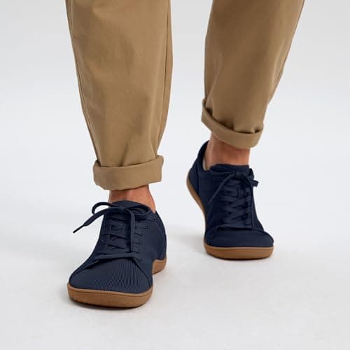 AIRHAS Mens Barefoot Shoes Lightweight Walking Shoes Wide Toe Box Flexible Zero Drop Sneakers for Men Summer Minimalist Casual Shoes(Navy/Gum,10.5) - Thumbnail 2